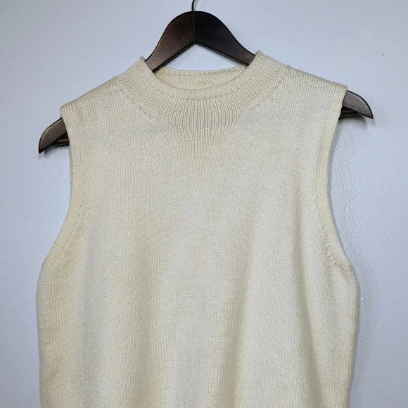 Vintage Ann Taylor Italian Merino Wool Top Womens Large Ivory Sweater Old Money - Picture 4 of 13